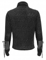 Black Gothic Punk Eyelet Chain Long Sleeve T-Shirt for Men