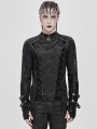 Black Gothic Mesh Spliced Lace-Up Fitted T-Shirt for Men