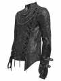 Black Gothic Mesh Spliced Lace-Up Fitted T-Shirt for Men