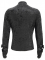 Black Gothic Mesh Spliced Lace-Up Fitted T-Shirt for Men