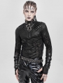 Black Gothic Printed Sheer Mesh Splicing T-Shirt for Men