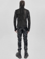 Black Gothic Printed Sheer Mesh Splicing T-Shirt for Men