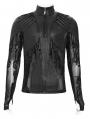 Black Gothic Printed Sheer Mesh Splicing T-Shirt for Men