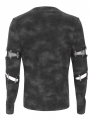 Black Gothic Punk Studded Cutout Long Sleeve T-Shirt for Men