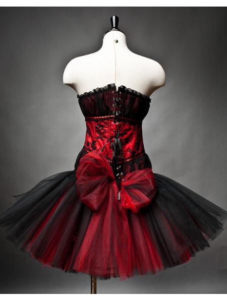 short gothic short red and black dress,corset short gothic short red and black dress,