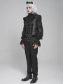 Black and Gray Retro Gothic Patterned Swallowtail Waistcoat for Men