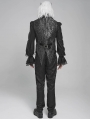 Black and Gray Retro Gothic Patterned Swallowtail Waistcoat for Men