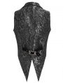 Black and Gray Retro Gothic Patterned Swallowtail Waistcoat for Men