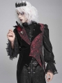 Red and Black Retro Gothic Feather Asymmetric Tailed Waistcoat for Men