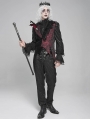 Red and Black Retro Gothic Feather Asymmetric Tailed Waistcoat for Men