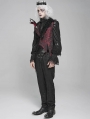 Red and Black Retro Gothic Feather Asymmetric Tailed Waistcoat for Men