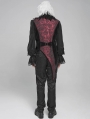 Red and Black Retro Gothic Feather Asymmetric Tailed Waistcoat for Men