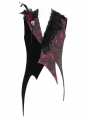 Red and Black Retro Gothic Feather Asymmetric Tailed Waistcoat for Men
