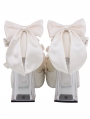 Ivory Silk Bow Strap High Block Heel Lolita Shoes