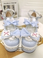 Blue Round Toe Sweet Bow Lolita Platform Shoes