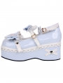 Blue Round Toe Sweet Bow Lolita Platform Shoes