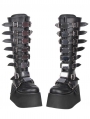 Black Gothic Punk Multi-Buckle Platform Knee High Boots
