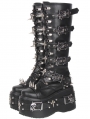 Black Gothic Punk Skull Strappy Buckle Platform Knee High Boots