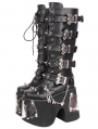 Black Gothic Punk Bat Buckle Platform Knee High Boots
