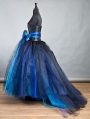 Black and Blue Long Gothic Burlesque Corset Prom Dress