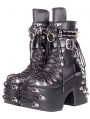 Black Gothic Punk Rivet Strappy Platform Ankle Boots