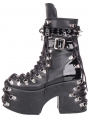 Black Gothic Punk Rivet Strappy Platform Ankle Boots