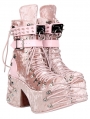 Pink Gothic Punk Studded Belt Platform Ankle Boots