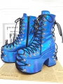 Royal Blue Gothic Punk Platform Heeled Boots