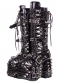 Black Gothic Punk Multi-Ring Rivet Platform Knee High Boots