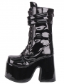 Black Gothic Punk Lace-Up Platform Mid-Calf Boots