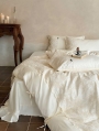 Ivory Vintage Embroidered Floral Lace Comforter Set