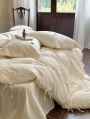 Ivory Vintage Embroidered Floral Lace Comforter Set