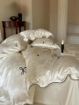 Ivory Vintage Bowknot Embroidered Ruffled Comforter Set
