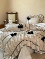 Black Three-Dimensional Bow Ruffled Princess Comforter Set