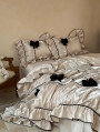 Black Three-Dimensional Bow Ruffled Princess Comforter Set