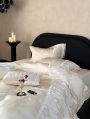 Ivory Floral Printed Ruched Vintage Comforter Set