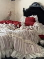 Red Vintage Romantic Embroidered Lace Applique Comforter Set