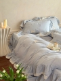 Blue Sweet Flower Embroidered Gauze Cotton Bedding Set