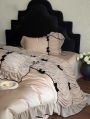 Coffee Retro Bow Pleated Ruffle Bedding Set