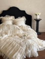 Ivory Romantic Retro Embroidered Lace Comforter Set