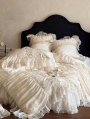 Ivory Romantic Retro Embroidered Lace Comforter Set