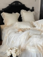 Ivory Embroidered Floral Lace Romantic Comforter Set