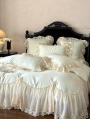 Green Embroidered Floral Lace Romantic Comforter Set
