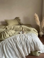Green Vintage Floral Embroidered Lace Ruffle Bedding Set