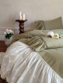 Green Vintage Floral Embroidered Lace Ruffle Bedding Set