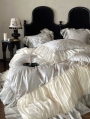 Blue and Gray Luxurious Jacquard Ruffled Comforter Set