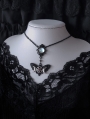 Black Gothic Lunar Moth Pentagram Pendant Necklace