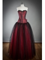 Wine Red Long Gothic Corset Prom Dress