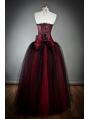 Wine Red Long Gothic Corset Prom Dress