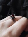 Dark Gothic Retro Red Crystal Crown Ring